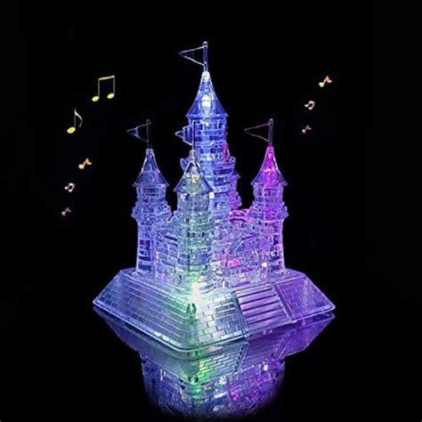musical 3d crystal castle puzzle adult brain teaser light up base 20