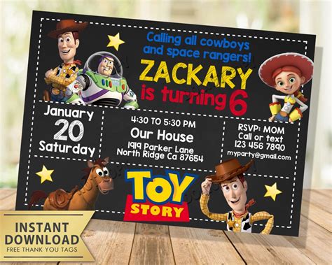 toy story invitation  party templates