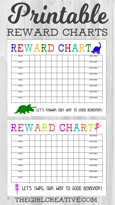 printable reward chart  girl creative