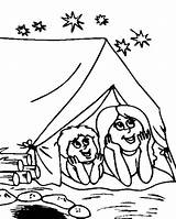 Pages Coloring Watching Camping Stars Print sketch template