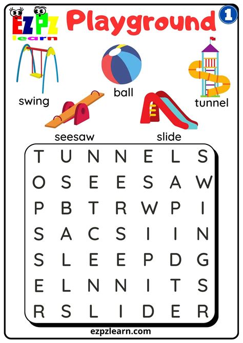 playground  easy word search vocabulary  kids