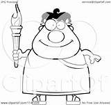 Greek Man Olympic Cartoon Torch Holding Happy Coloring Clipart Cory Thoman Outlined Vector 2021 sketch template