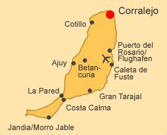 corralejo  fuerteventura topography including position plan  island map