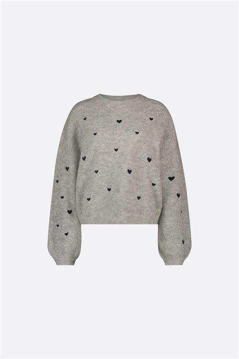 fabienne chapot trui met hartjes grijs wehkamp