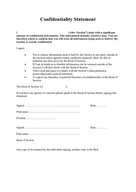 simple confidentiality statement agreement templates
