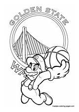 Coloring Golden State Warriors Pages Nba Basketball Mario Super sketch template