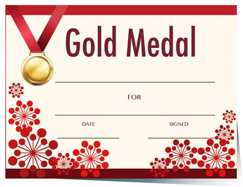 certificate template  gold medal  vector art  vecteezy