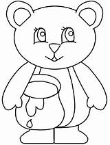 Coloring Honey Bear Apple Size sketch template