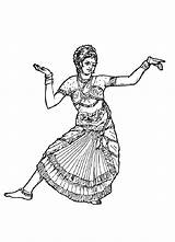 Indienne Danse Danseuse Inde Dancing Hindou Danses Dances Traditionnelle Imprimer Coloriages Adultos Adulti Dessins Stylized Traditionnal Dancers Adulte Hugolescargot Ayant sketch template