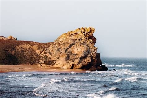 beautiful wild beaches  rocks stock image image  cliff quiet