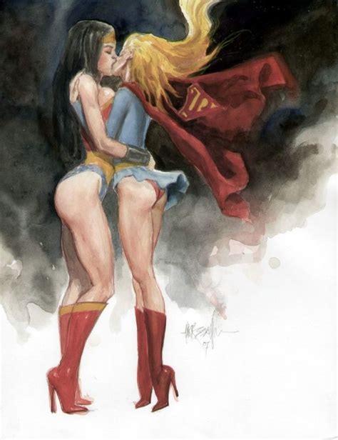 image detail for wonder woman and supergirl kissing by mark beachum in j smithy s