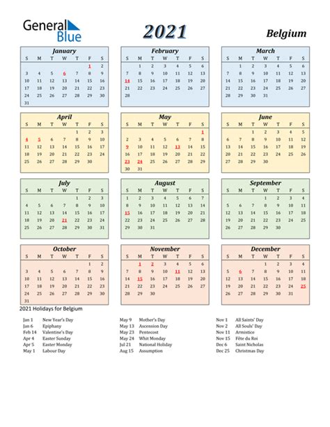 belgium calendar  holidays