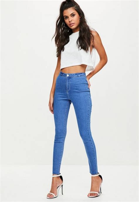 jean skinny bleu taille haute vice missguided