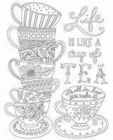 Coloring Pages Tea Cup Doodle Quotes Coffee Book Cups Printable Life Make Sheets Stack Template Colouring Adult Patterns Books Teacup sketch template