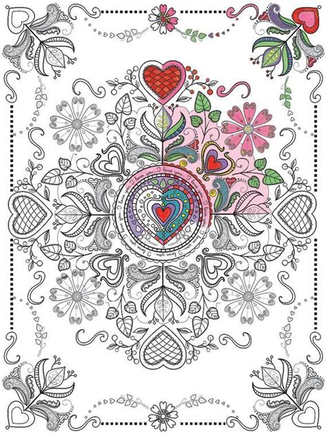 adult coloring page valentine mandala  color downloadable print