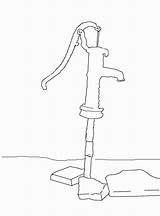 Drawing Line Pump Hand Water Sketch Old Handpump Simple Countries Template Developing Coloring Handle sketch template