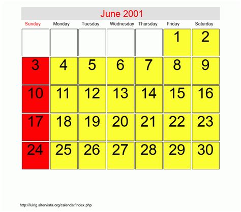 June 2001 Roman Catholic Saints Calendar