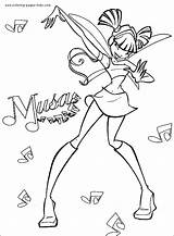 Winx Coloring Pages Club Musa Cartoon Color Character Printable Kids Print Sheet Sheets Bloomix Flora Found Para sketch template