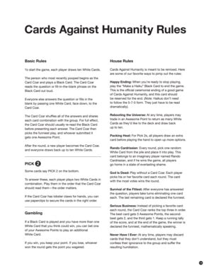 cards  humanity instructions fill  printable fillable