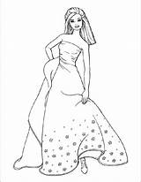 Girls Drawing Kids Coloring Bride Beautiful Dress Pages فلاش Paintingvalley sketch template