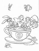 Alice Wonderland Coloring Tea Party Pages Mad Disney Hatter Boston Rabbit Sheets Color Fun Printable Colouring Print Book Drawings Adult sketch template
