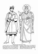 Byzantine Coloring Pages Empire Costumes Century Fashions Fashion Renaissance Emperor Kids Roman sketch template