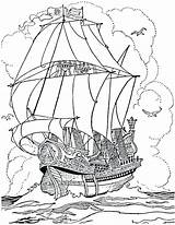 Coloring Ship Pirate Pages Colouring Printable Pearl Big Galleon Navy Ships Anchor Sunken War Kids Steamboat Adults Adult Kidsplaycolor Color sketch template