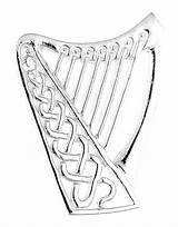Harp Irish Celtic Drawing Brooch Sterling Silver Getdrawings Music Made sketch template