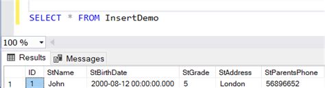 insert into t sql statement in sql server