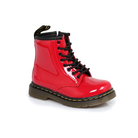 dr martens infants red brooklee kids leather boots sizes   ebay