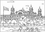 Island Ellis Coloring York Pages Colorkid City Building sketch template
