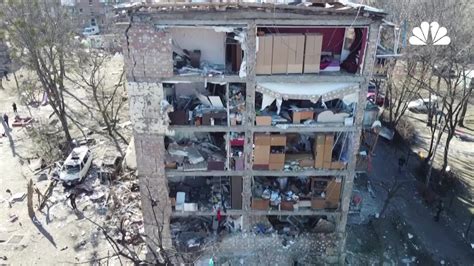 drone footage shows  destruction  kyiv nbc  york