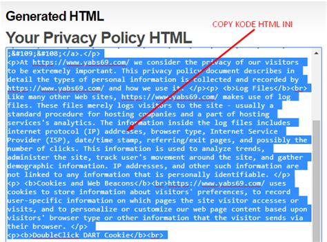 membuat halaman privacy policy  blog contoh template