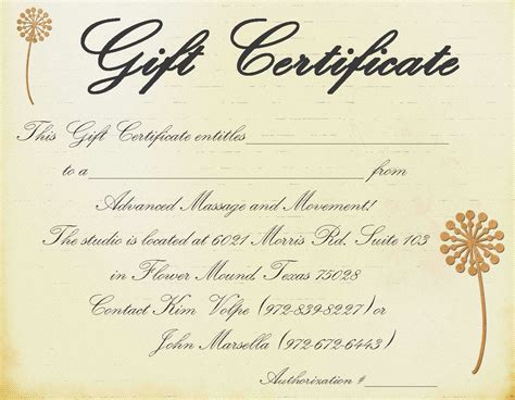 massage gift certificate template  printable printable templates