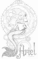 Steampunk Ariel Coloring Deviantart Sorah Pages Disney sketch template