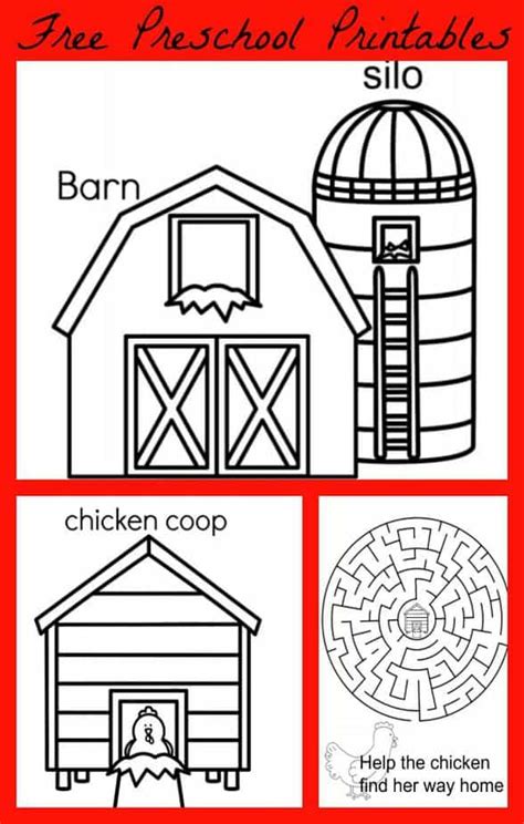 preschool farm coloring pages  activities printable book