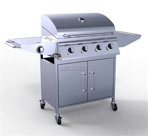 burner bbq gas grill stainless steel barbecue  side silver outdoor portable ebay