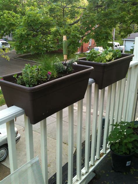outdoor beautiful railing planters   fence  deck