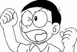 Nobita Coloring Doraemon Angry Pages Printable Team sketch template