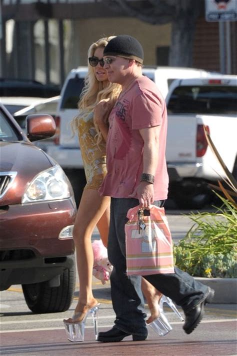 scantily clad teen bride courtney stodden and husband doug hutchison go for a stroll in los