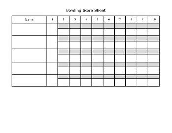 beginner bowling score sheet  alan arnett teachers pay teachers