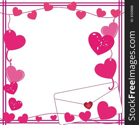valentine love letter border  stock images