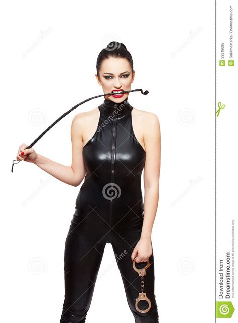 Dominatrix With Whip And Handcuffs Royalty Free Stock