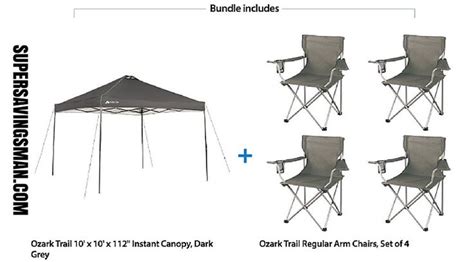 ozark trail instant  canopy   chairs  bundle  ozark  canopy canopy