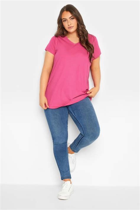 Yours Curve Plus Size Hot Pink Essential Short Sleeve T Shirt Yours