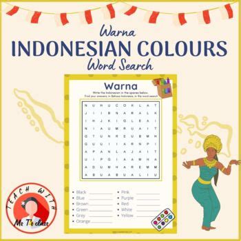 warna indonesian colours word search worksheet  teach  ms ts class