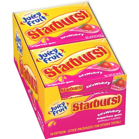 juicy fruit starburst strawberry sugarfree gum  packs walmartcom