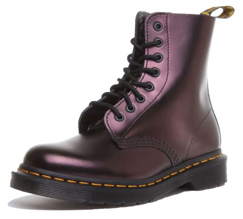 dr martens  pascal  eye lace  shimmiring boots womens red size