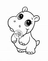 Coloring Cute Animal Pages Printable Cartoon Hippo Baby Colouring Print Kids Drawing Color Face Printables Line Clipart Animals Drawings Car sketch template