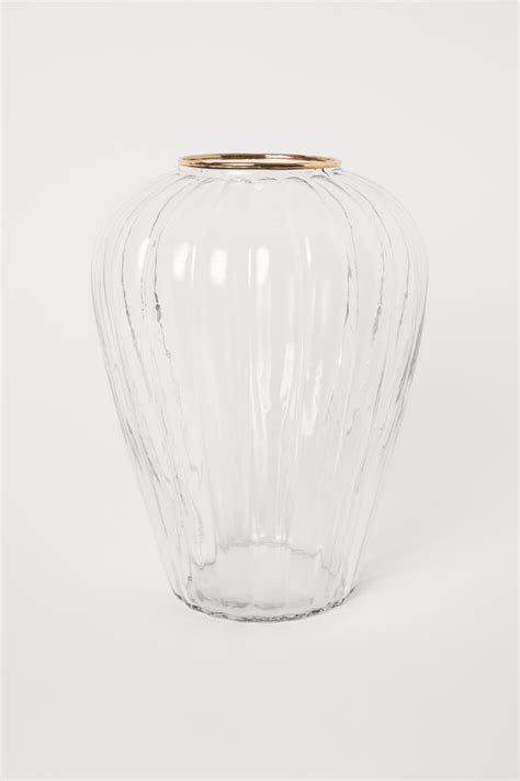 Fluted Vase Clear Glass Home All Handm Gb Fluted Vase Large